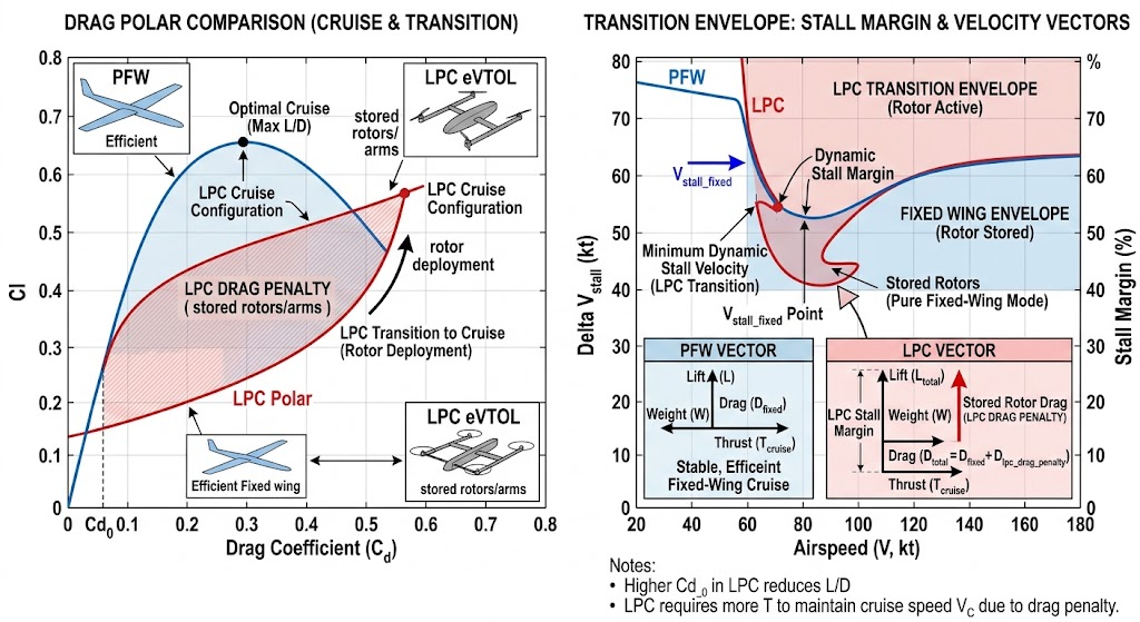 Aerodynamic drag polar and transition envelope chart